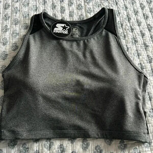 Starter Women's Gray  Medium Impact Longline Sports Bra W/Cups Built-in Bra NWT